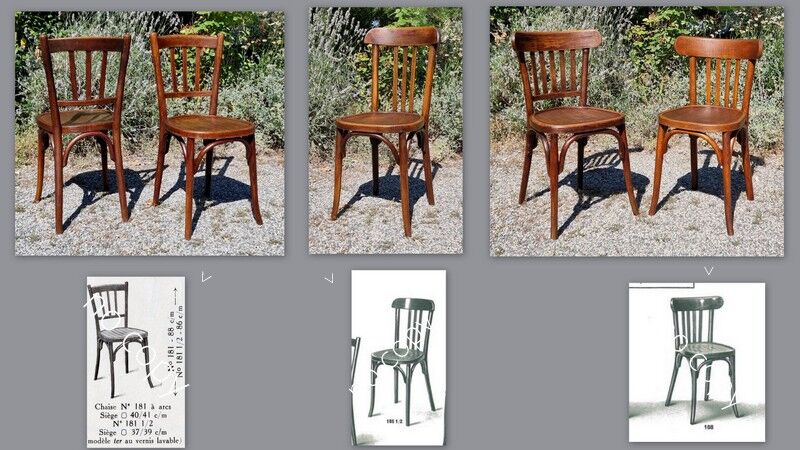 Mix 5 bistro chairs including Baumann 30s