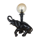 Elephant lamp and palm tree in black resin