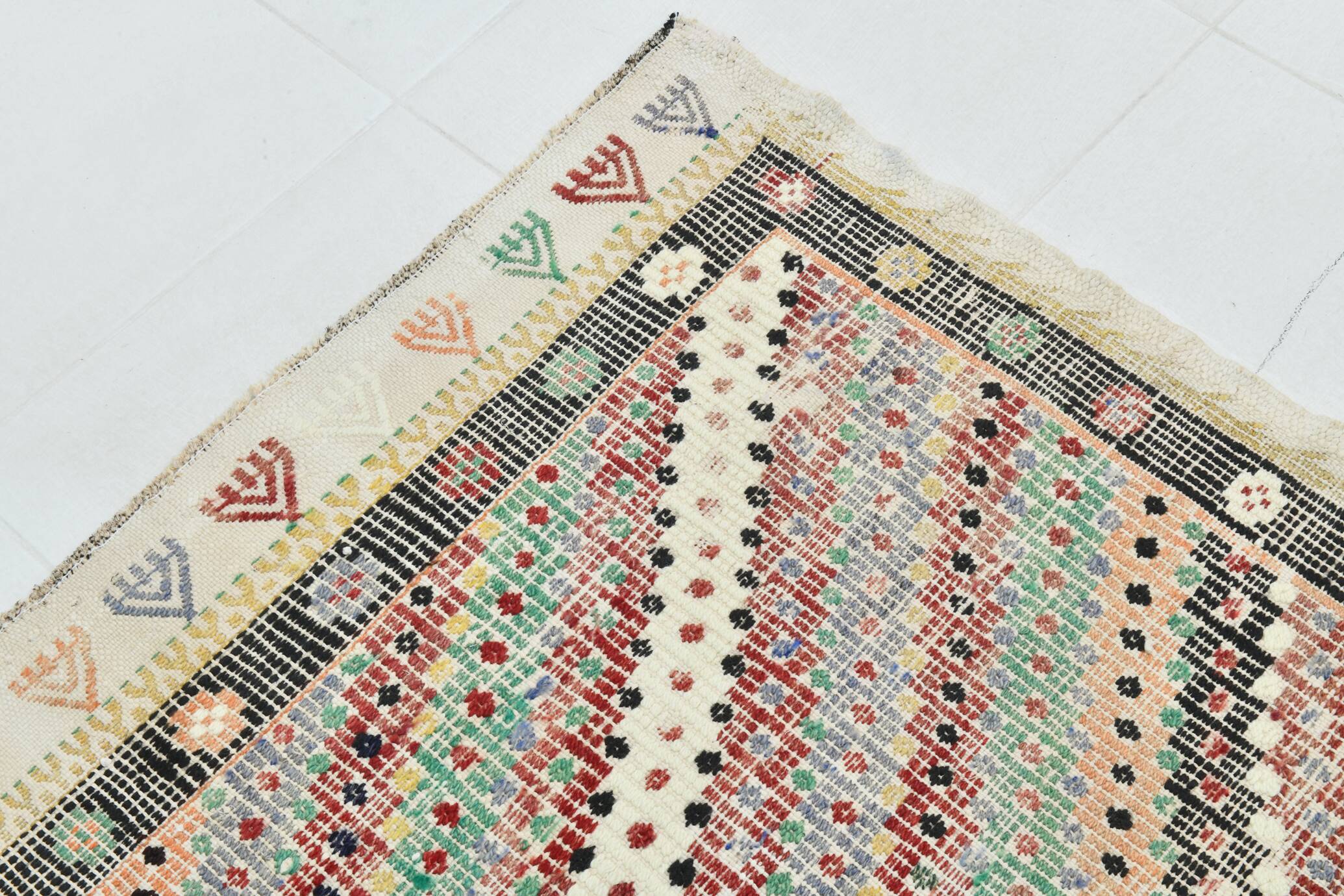 7x10 Large Kilim Rug Colorful Design, 210x292 Cm
