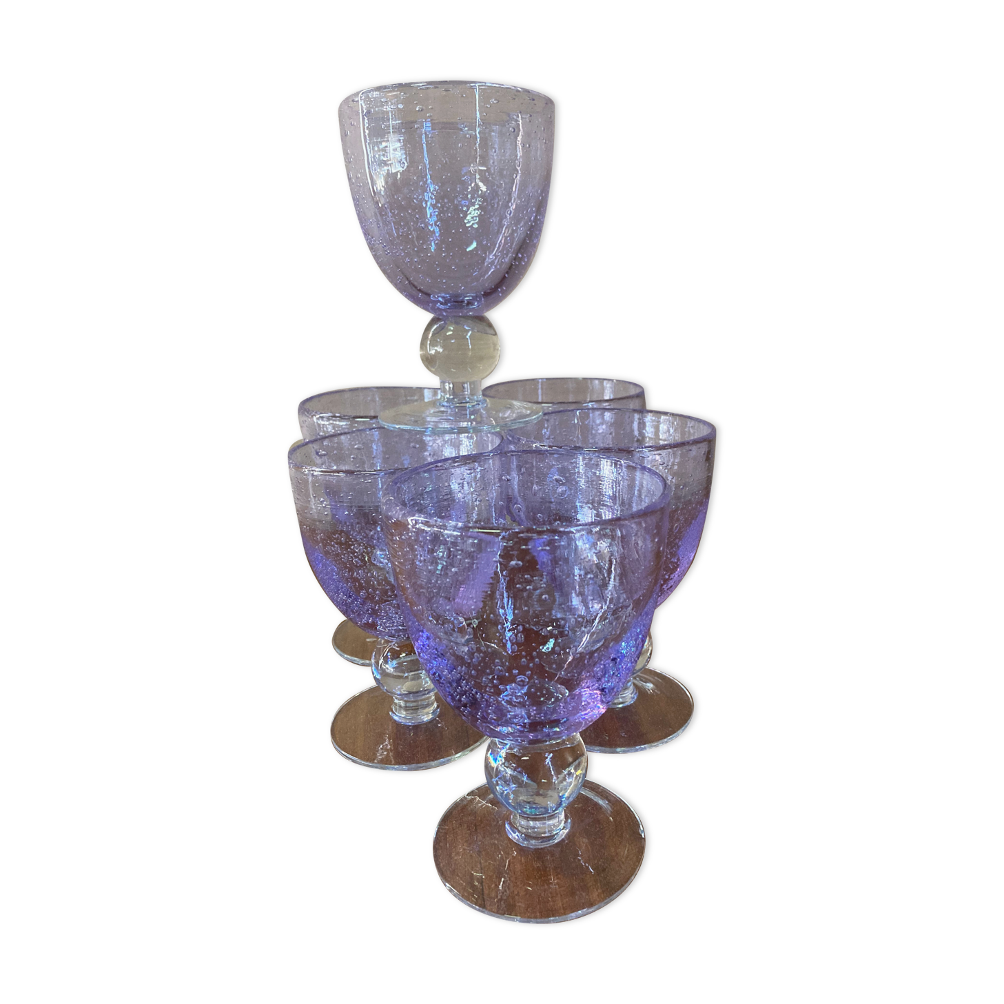 Set 6 handmade blown glasses. Maginific!!!