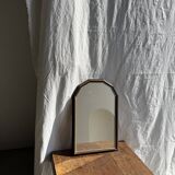 Petit miroir arrondi, cadre en bois, encadrement doré H49,5