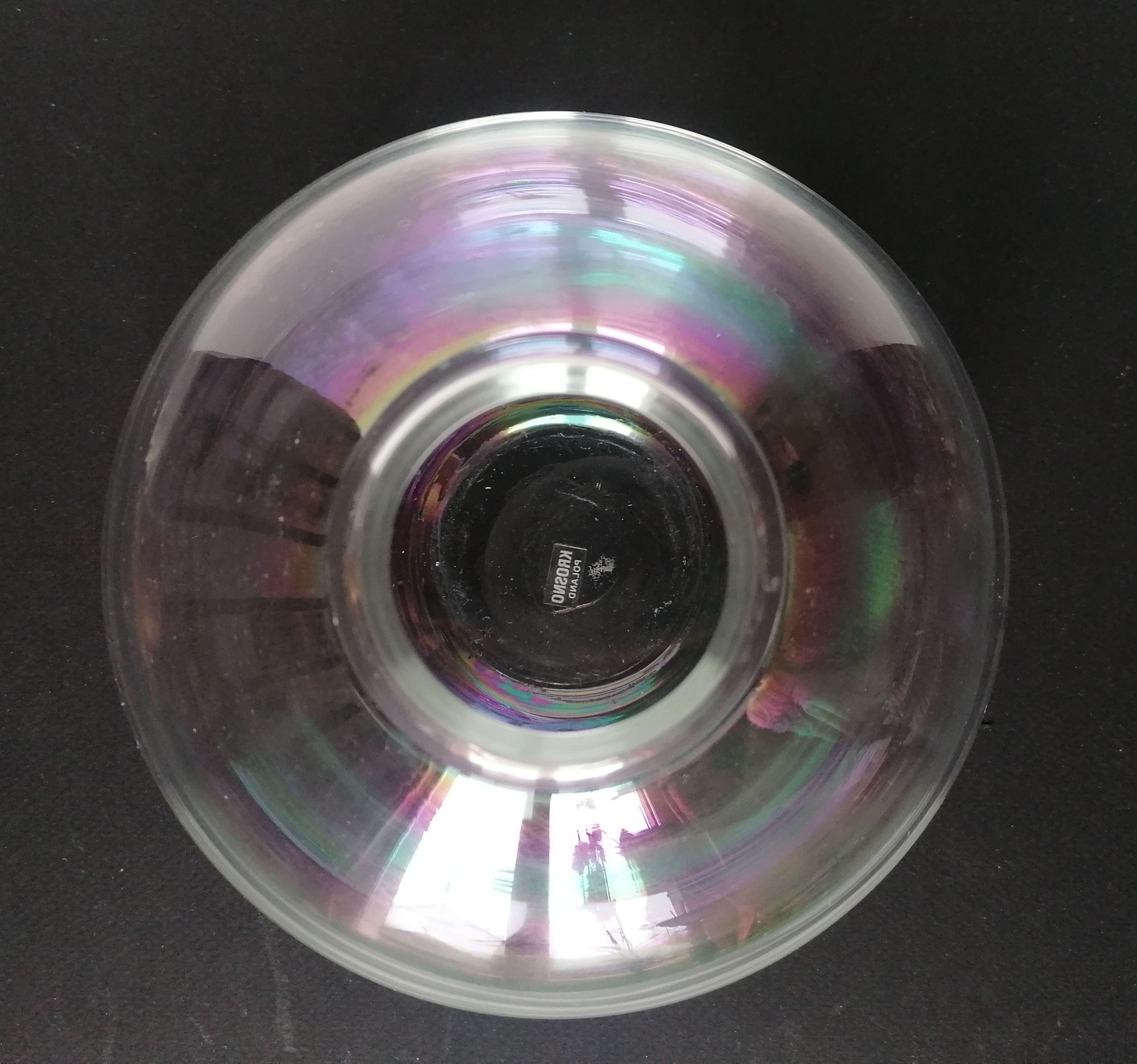 Vase ball in iridescent glass Krosno crystallerie