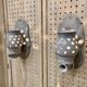 Pair of enamelled terracotta wall lights 1960.