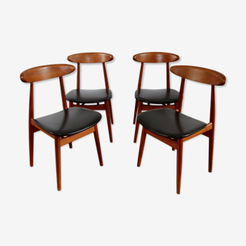 Série de 4 chaises scandinaves années 60