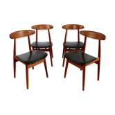 Set of 4 scandinavian chairs,  60s