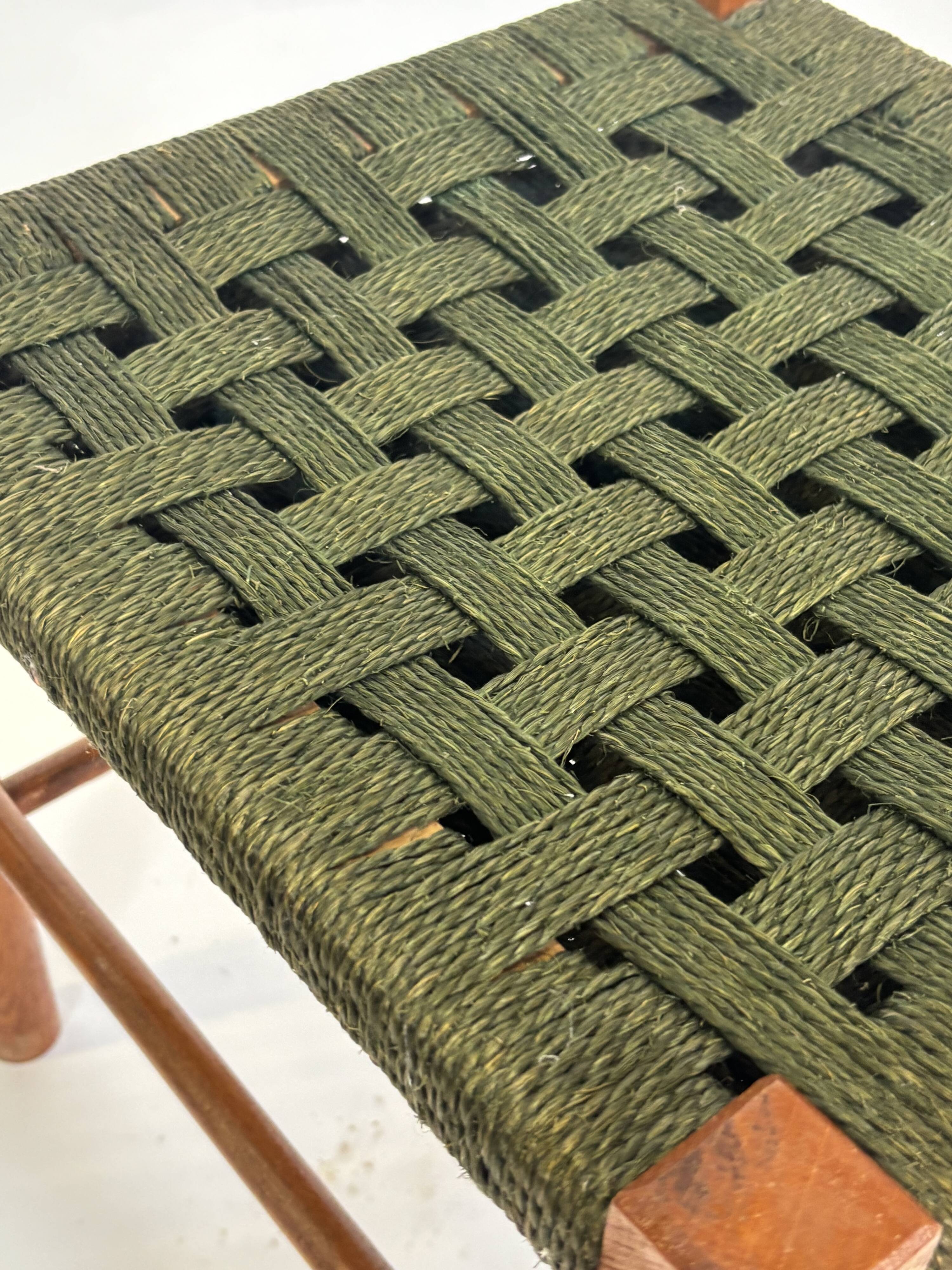 Vintage Stool Danish Papercord Rope Stool Mid Century