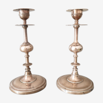 Pair of old brass candlesticks