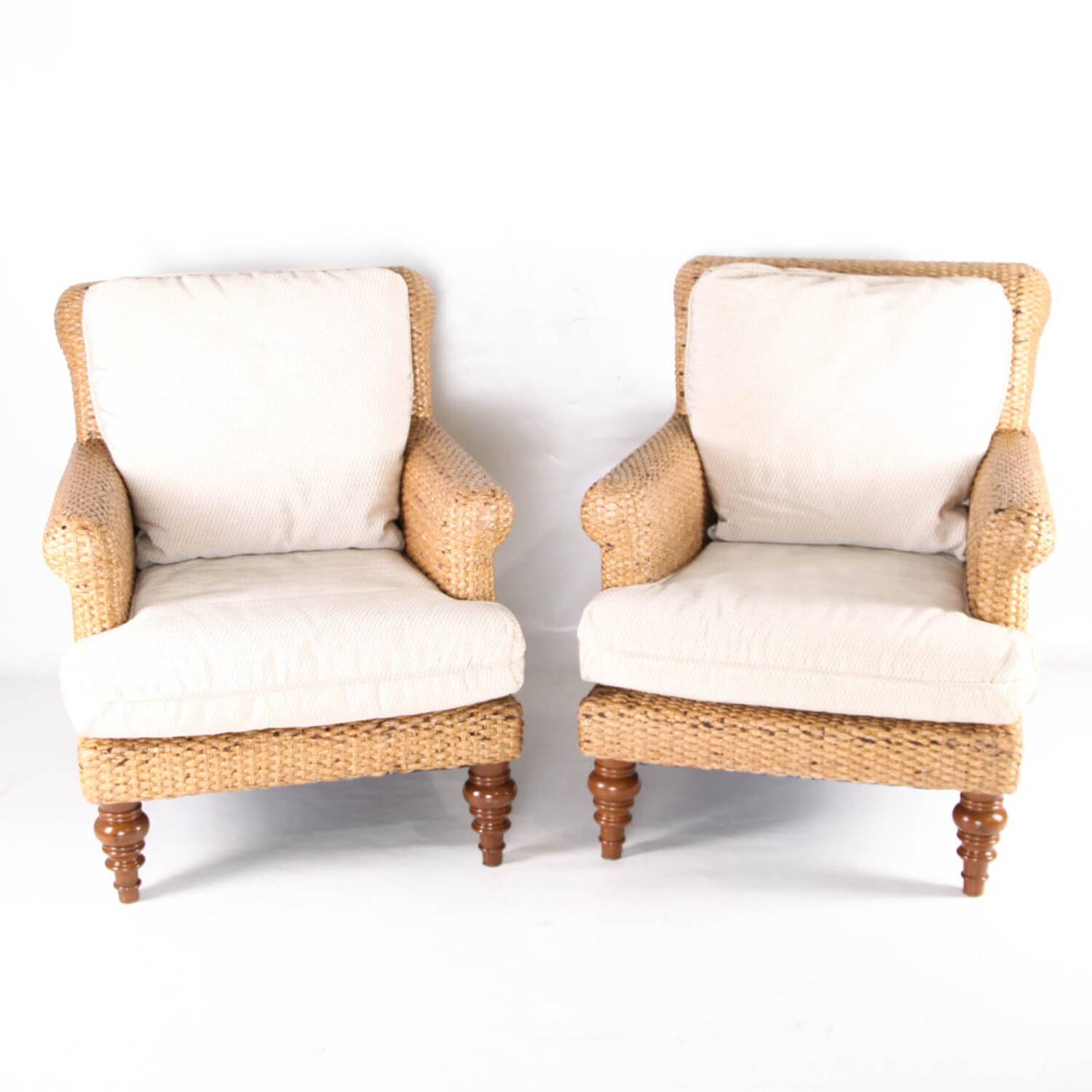 Pair of wicker armchairs