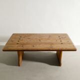Vintage Swedish Squared Wooden Sofa Coffee Cabin Table in Pine, 1930s