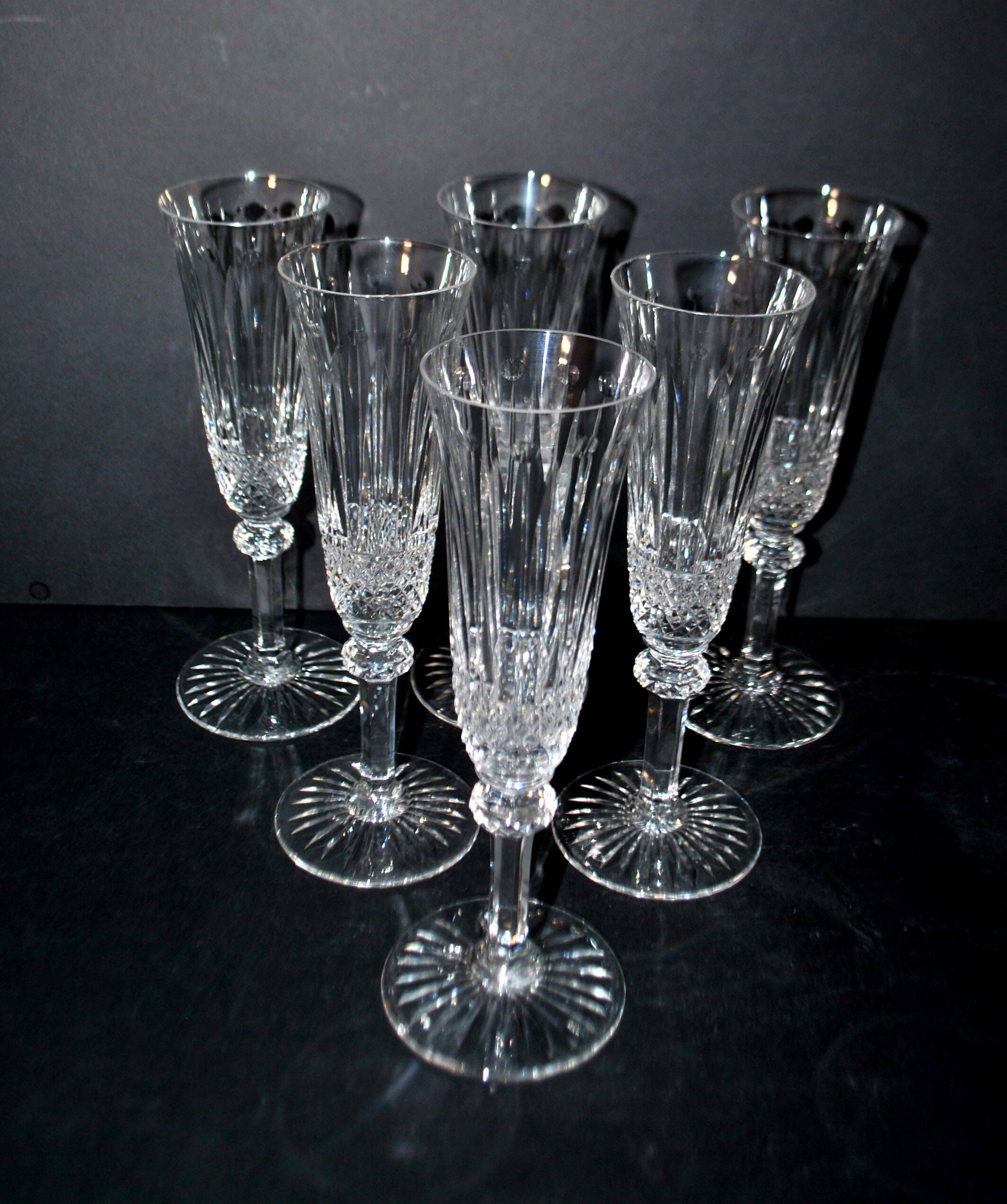 Saint-Louis set of 6 Tommy cut crystal champagne flutes signed H18.5