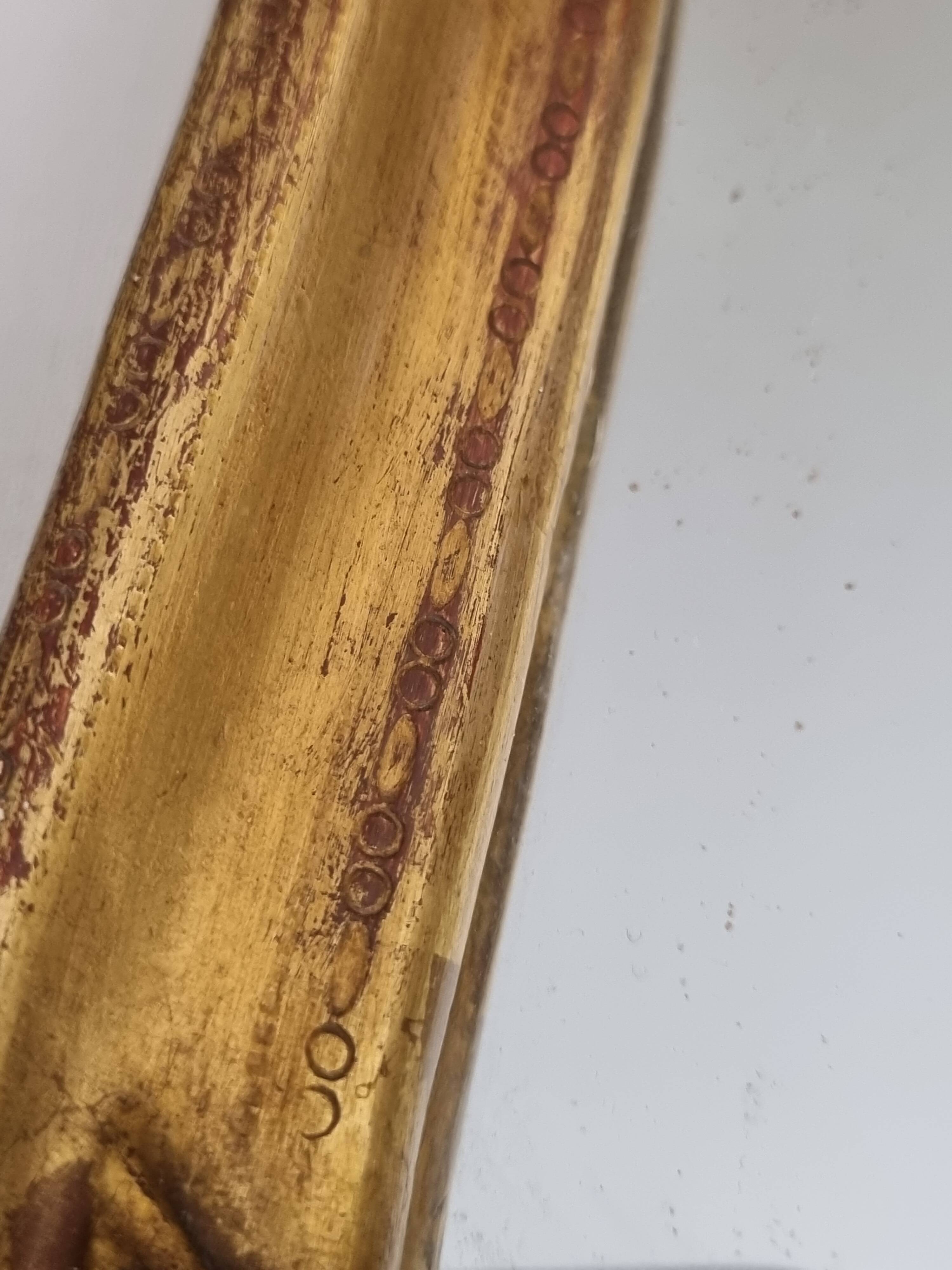 Vintage rocaille style mirror in stucco and wood 80 cm