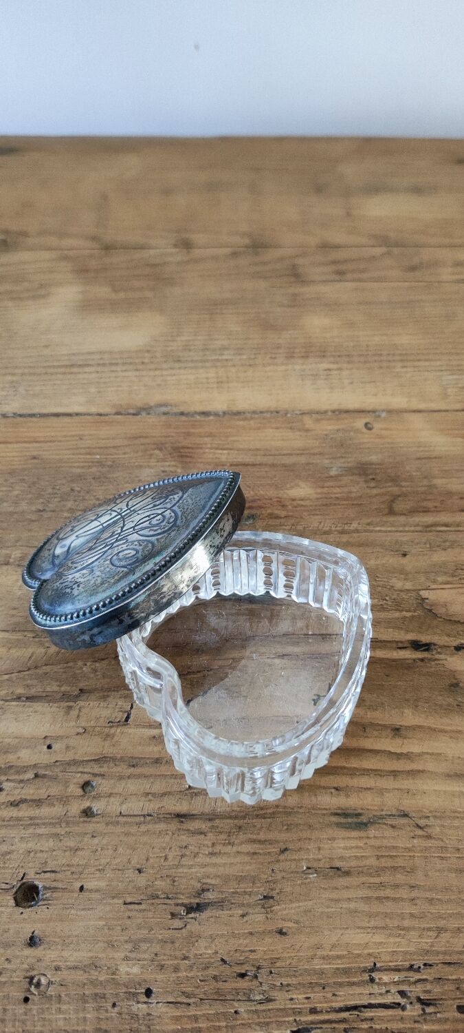 Crystal and silver jewelry box.