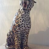 Enamelled terracotta leopard from the 60s Italy