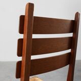 Deux chaises en chêne et osier brutalisme moderne du milieu du siècle, 1960