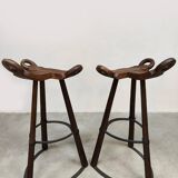 Vintage rare brutalist set of 7 Spanish barstools
