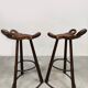 Vintage rare brutalist set of 7 Spanish barstools