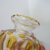 Petit vase art déco en verre cristallin jaune – Années 1950