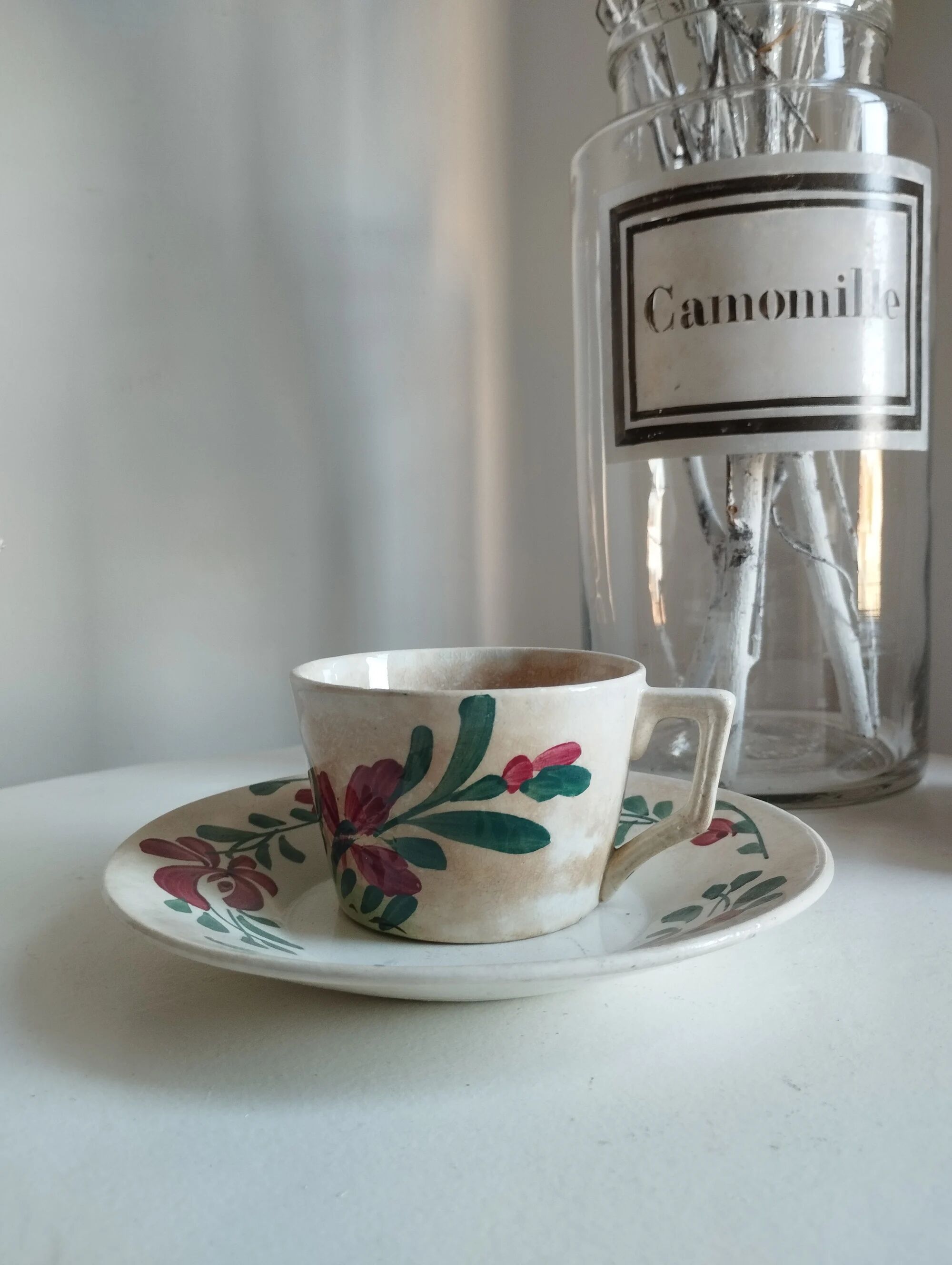 Cup and saucer Creil & Montereau "Rooster"