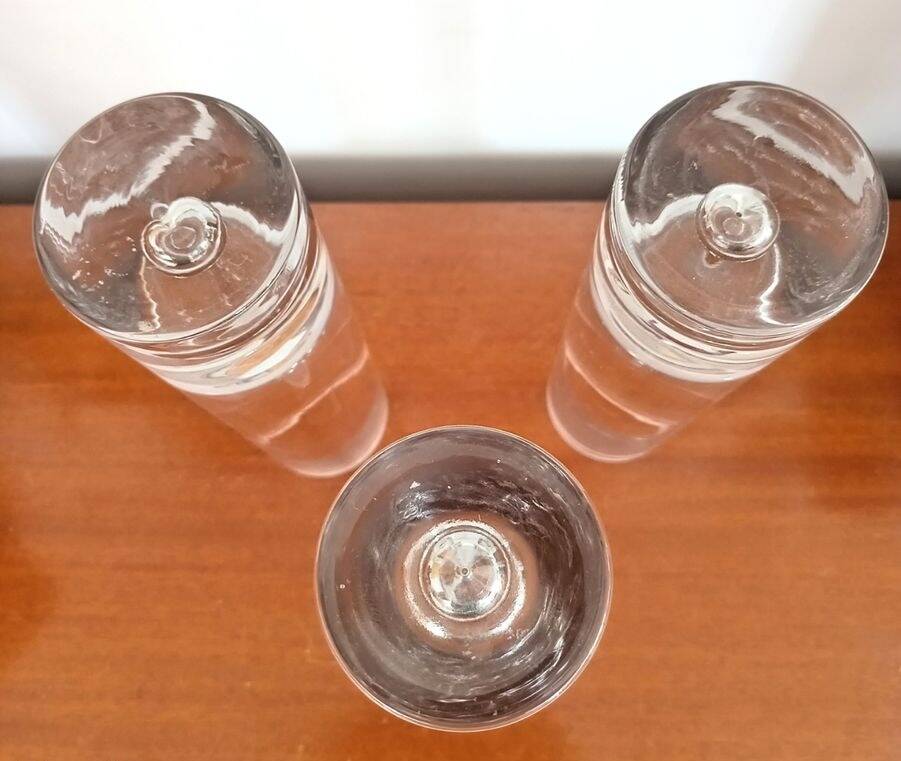 Set of 3 T. WIRKKALA vases for K. Littala, blown crystal, vintage