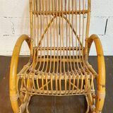 Vintage rocking chair in rattan by Rohé (Holland) from the 1960s.