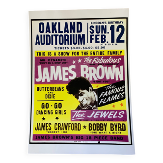 Grande Affiche de Concert de JAMES BROWN à l'AUDITORIUM d'OAKLAND 1967