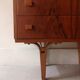 Chest of drawers in rosewood and vintage mid-century black glass, czechoslovakia 1970