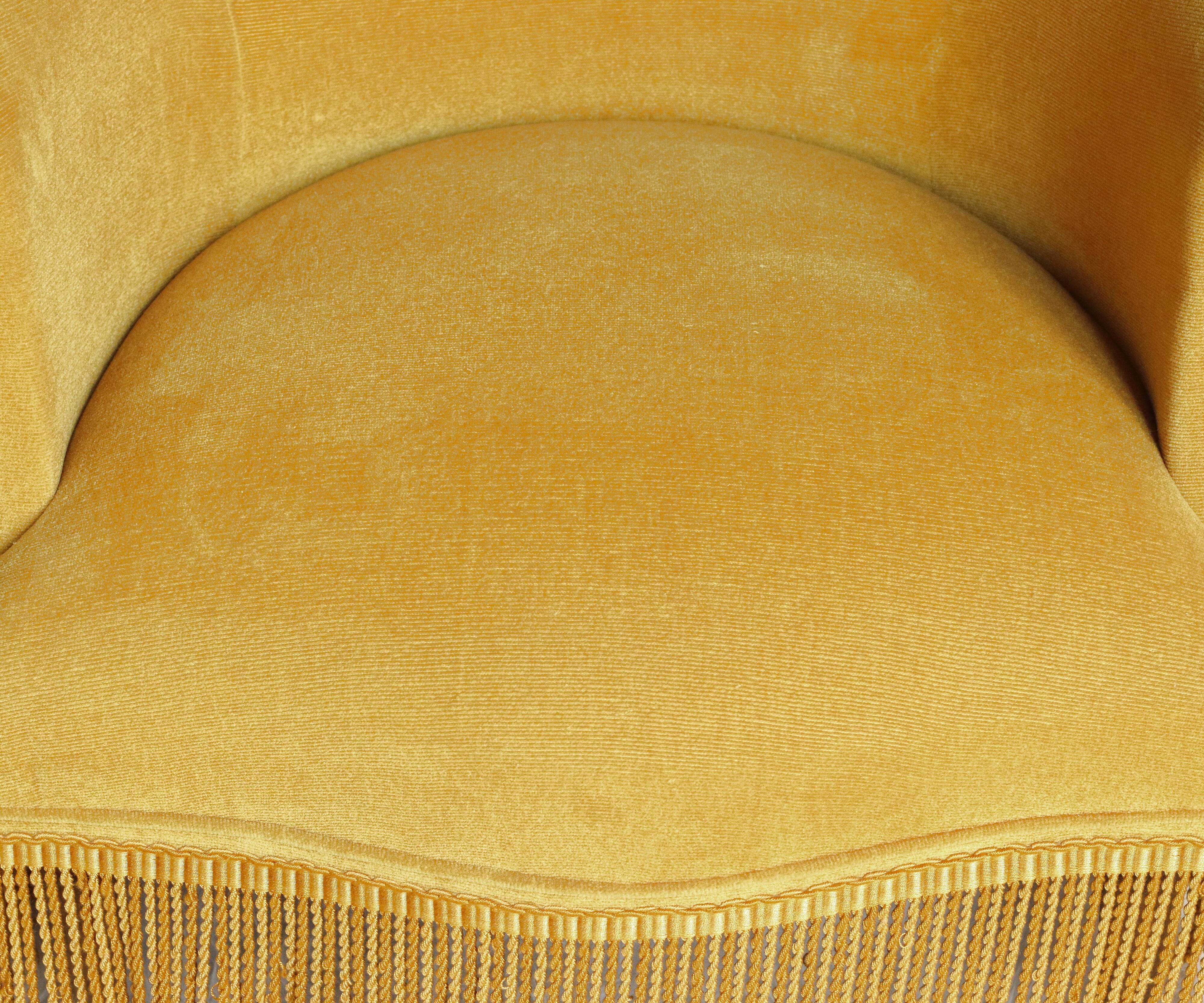 Mustard yellow velvet toad armchair