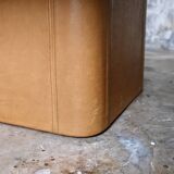 De Sede DS-47 coffee table in cognac leather and mirrored top, Switzerland, 1970s