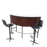 Bar en palissandre du milieu du XXe siècle avec tabourets de bar