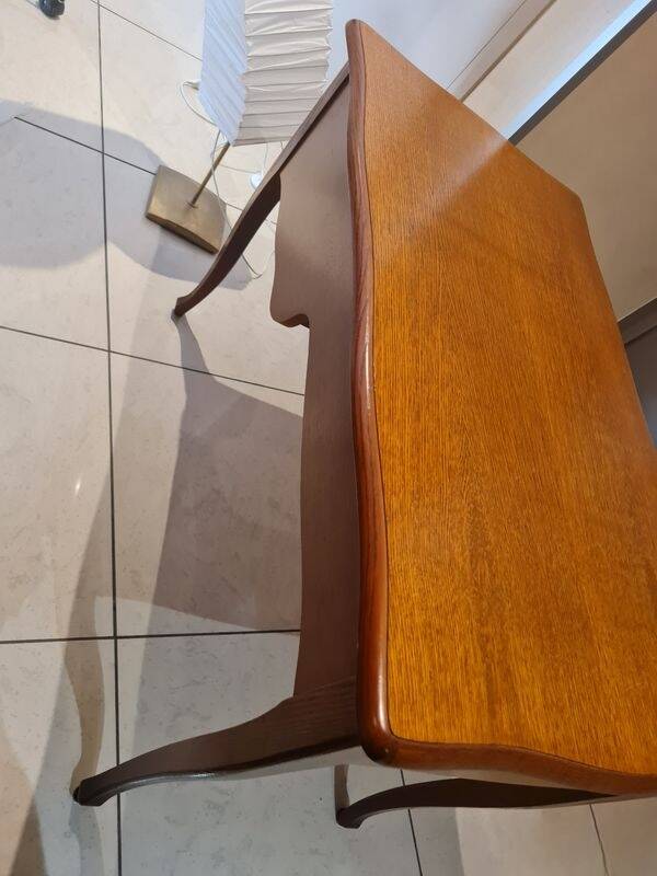 Flat desk in Louis XV style, warm-toned wood, 3 drawers.