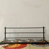 Vintage wall-mounted coat rack in steel, brass and ceramic