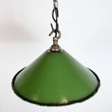 Industrial British Green Enamel Factory Pendant Lamp, 1950s