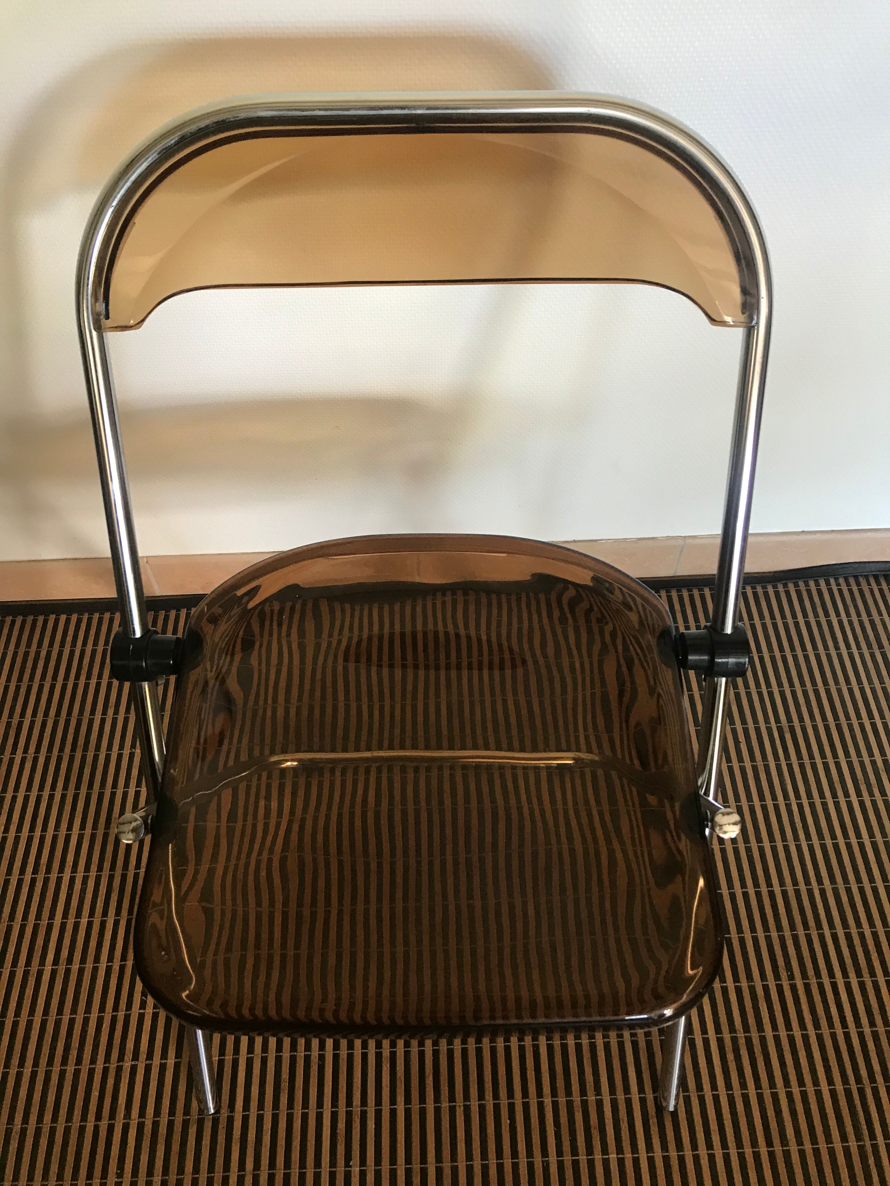 Vintage folding chairs smoked Plexiglas
