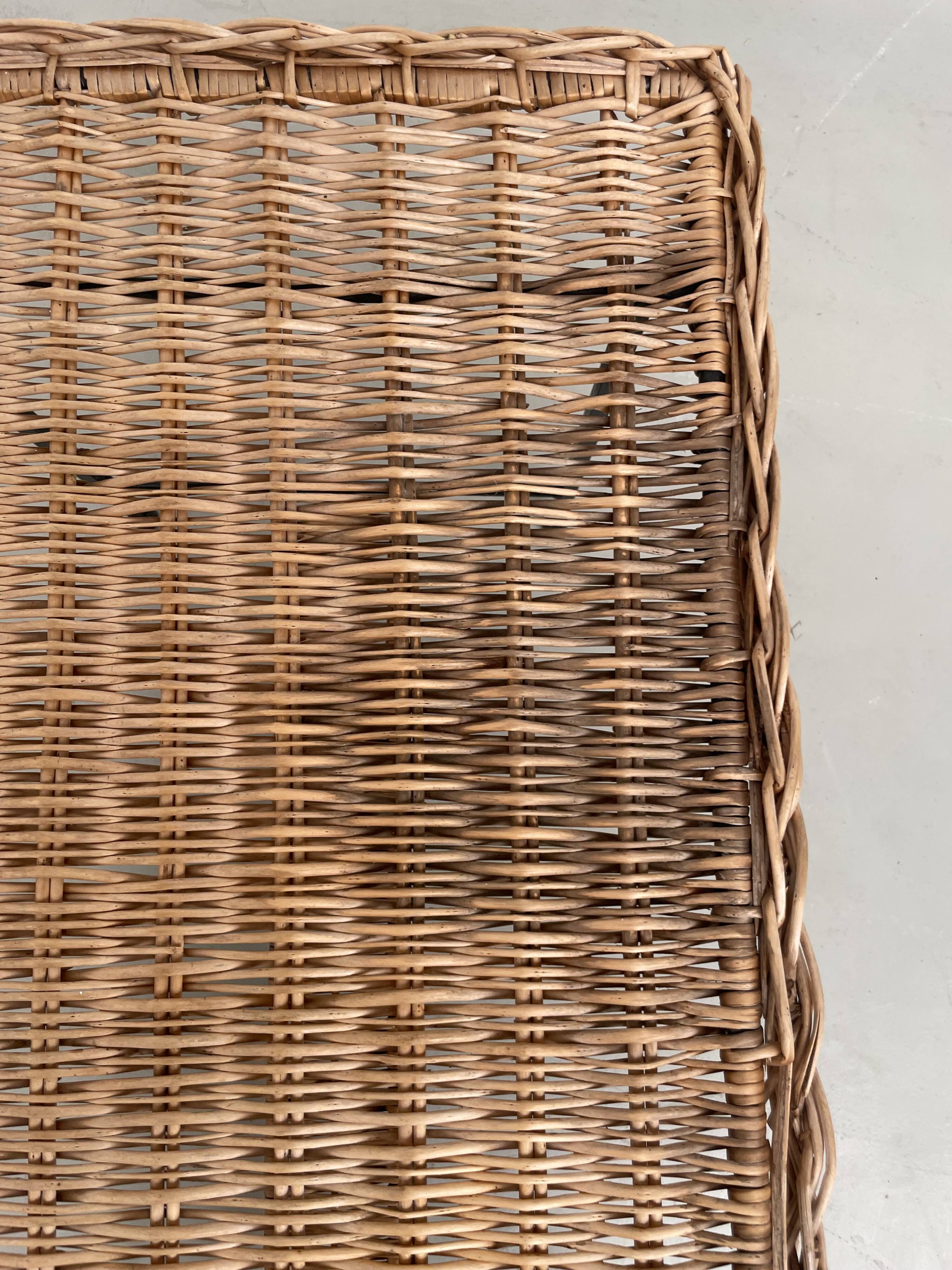 Woven wicker and metal coffee table 1960