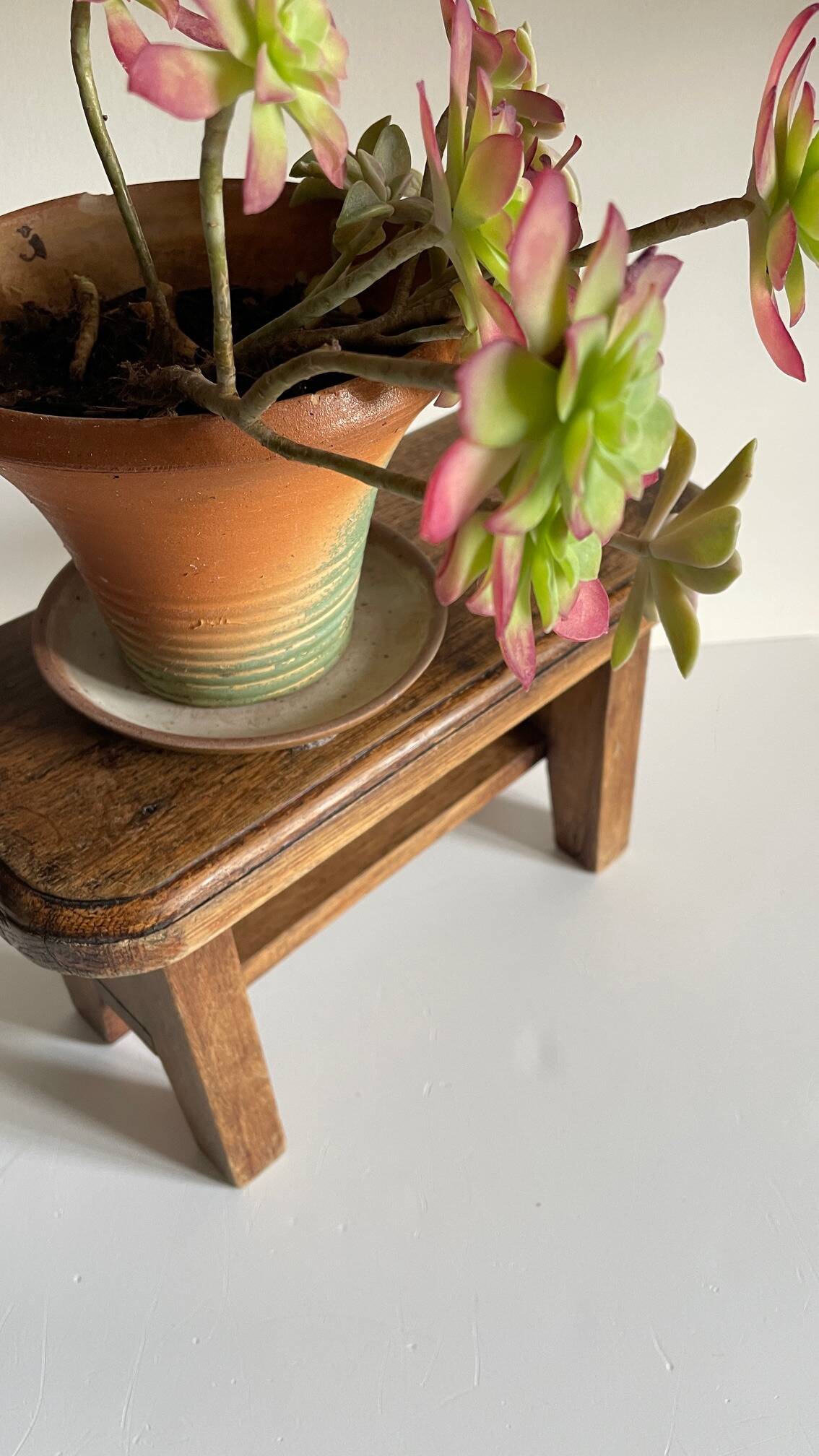 Vintage solid oak stool