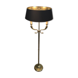 Floor lamp of parquet in neoclassical style in brass with dolphin heads. french work of the ma