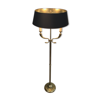 Floor lamp of parquet in neoclassical style in brass with dolphin heads. french work of the ma