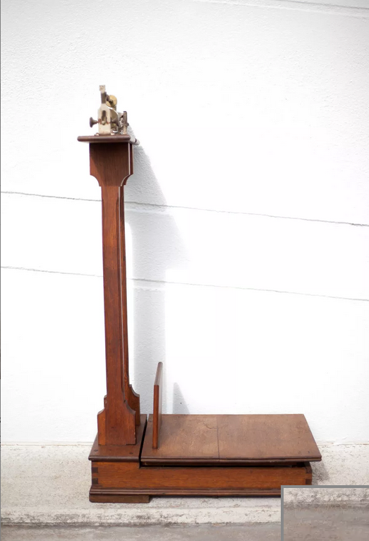 Vintage scale, wood and brass scale, interior decoration, old doctor's scale