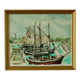 Original mid-century oil on canvas – "At the Quay"
