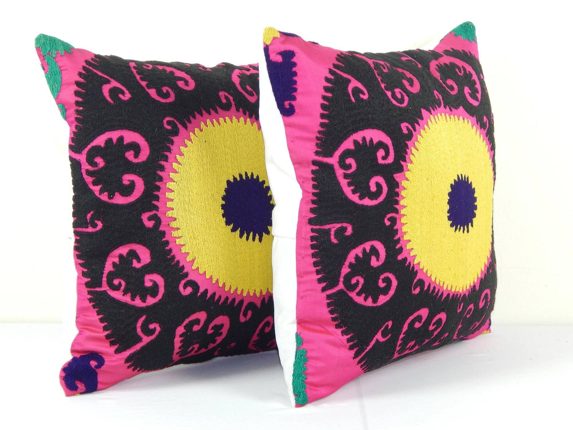Set of 2 vintage embroidered cushion covers 41x41 cm