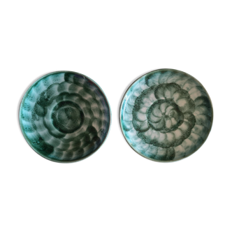 Duo of handmade ceramic plates - Lunéville - mid 20th century