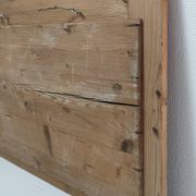 Miroir bois patiné glace biseautée vintage 76 cm x 96 cm