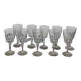 10 old cut stemmed glasses