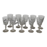 10 old cut stemmed glasses