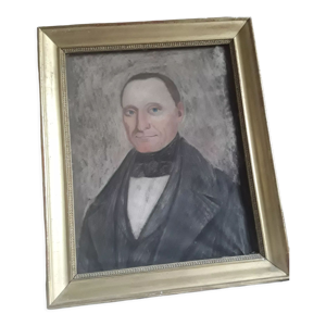 Pastel homme 19ème cadre doré
