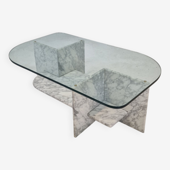 Italian Marble and Glass Coffee Table, 1980's