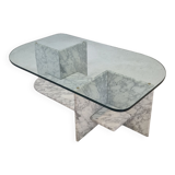 Italian Marble and Glass Coffee Table, 1980's