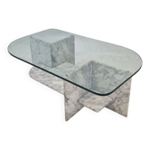 Italian Marble and Glass Coffee Table, 1980's