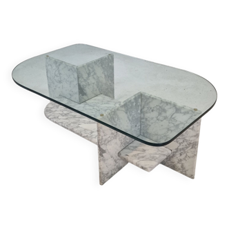 Italian Marble and Glass Coffee Table, 1980's