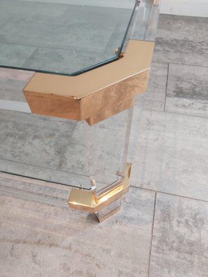 Vintage glass and brass coffee table by Charles & Hollis Jones, 1970s